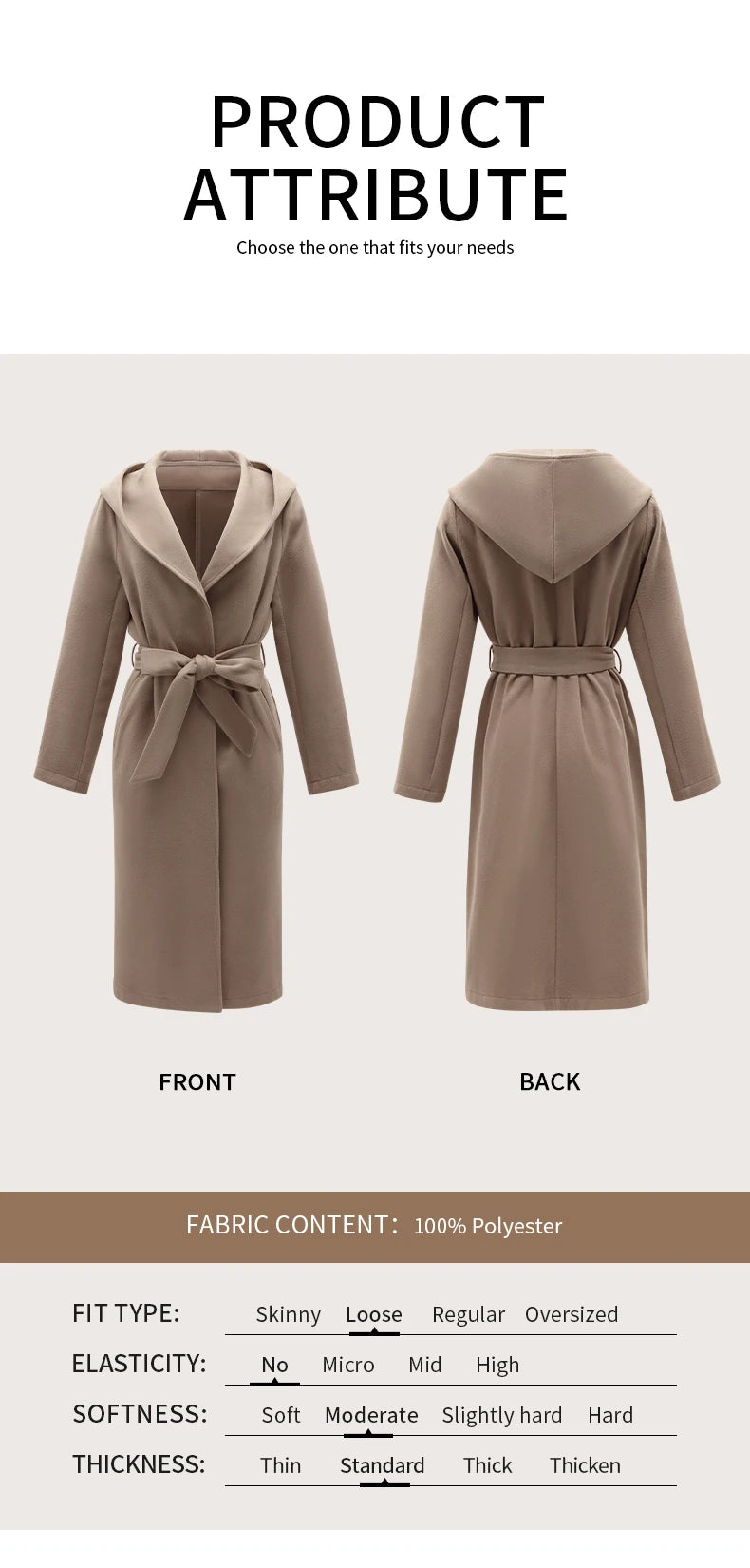 Luxurious Casual Winter Wool Coat Women Coats and Jackets | Chuzko.com