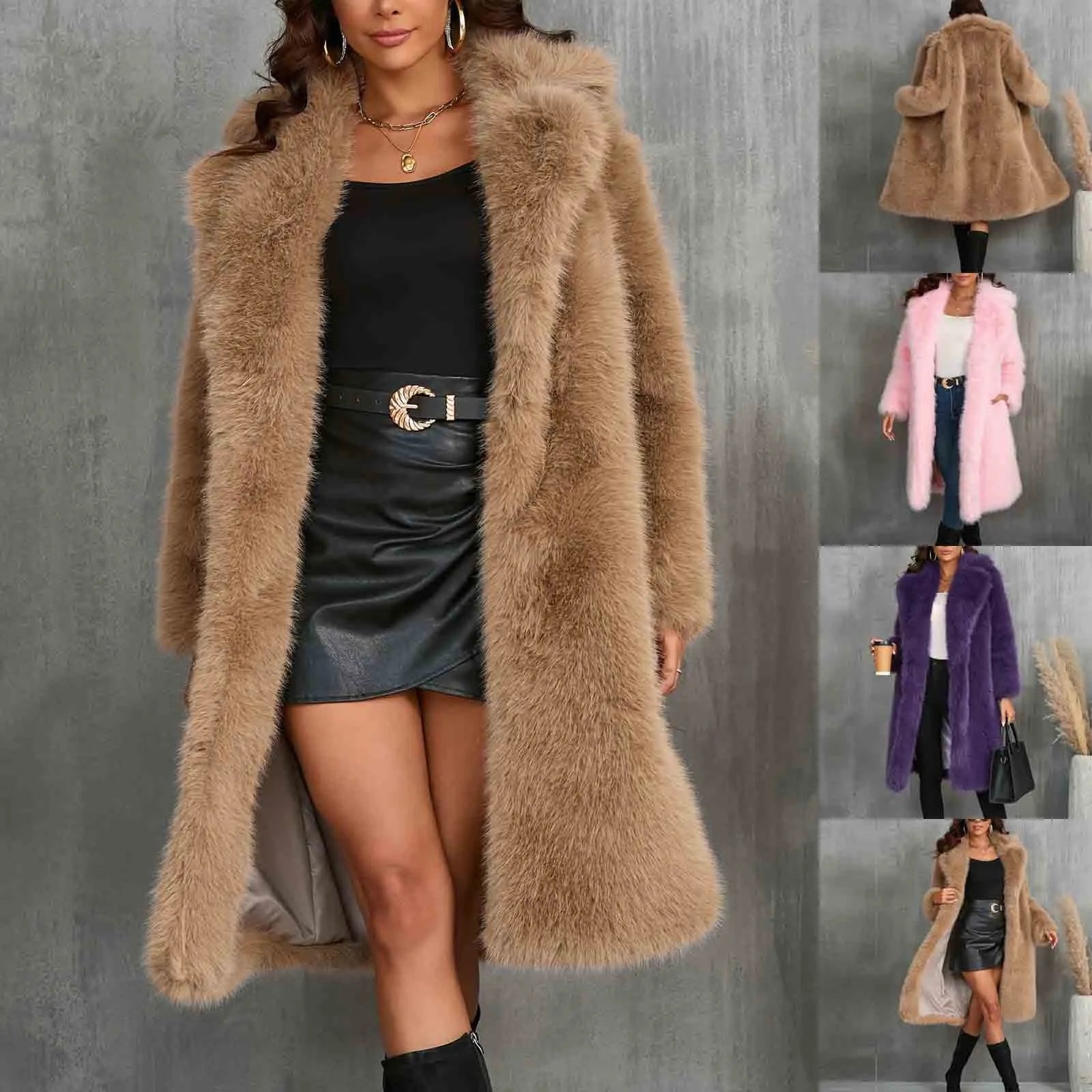 Luxy Mid Faux Fur Coat Women Coats and Jackets | Chuzko.com