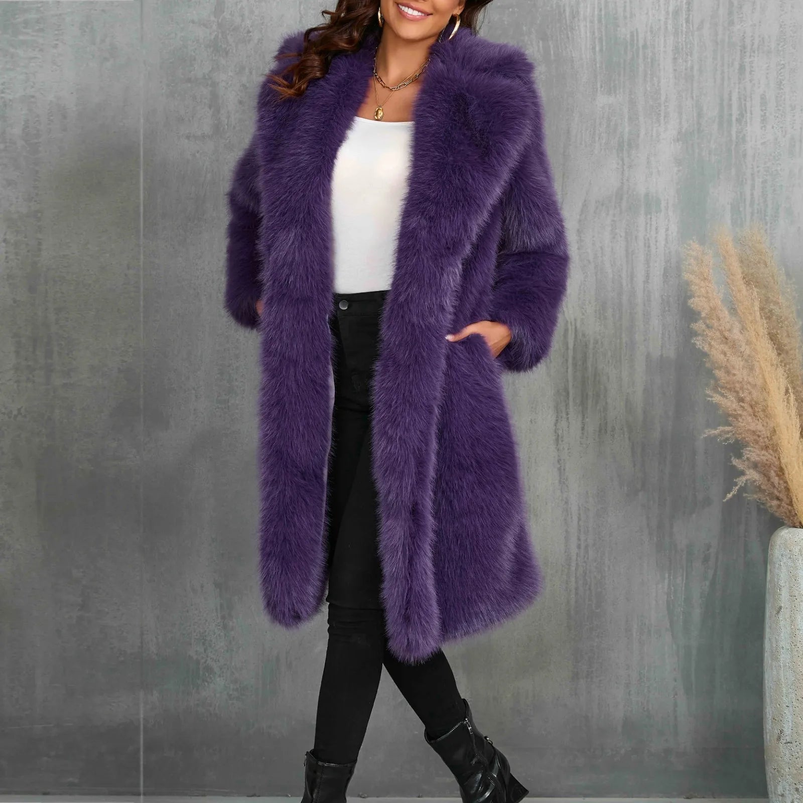 Luxy Mid Faux Fur Coat Women Coats and Jackets | Chuzko.com