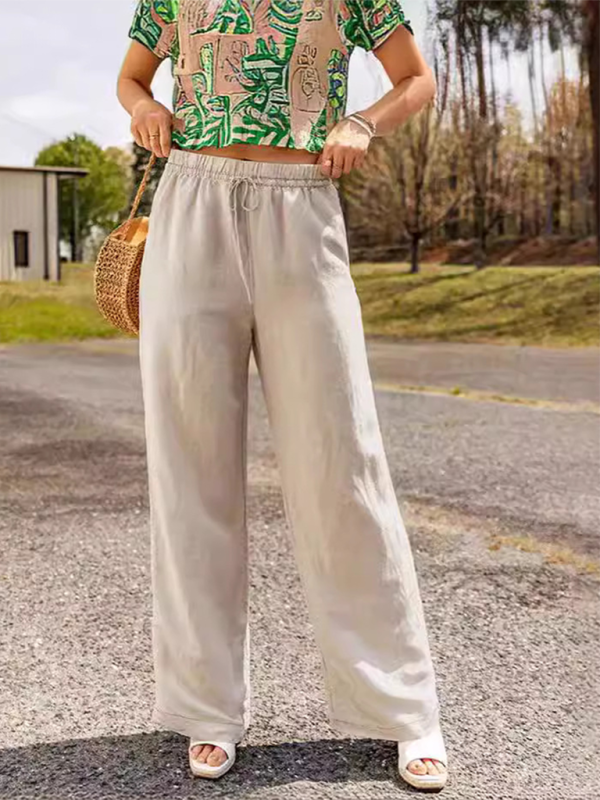 Linen Wide-Leg Pants Pants | Chuzko.com