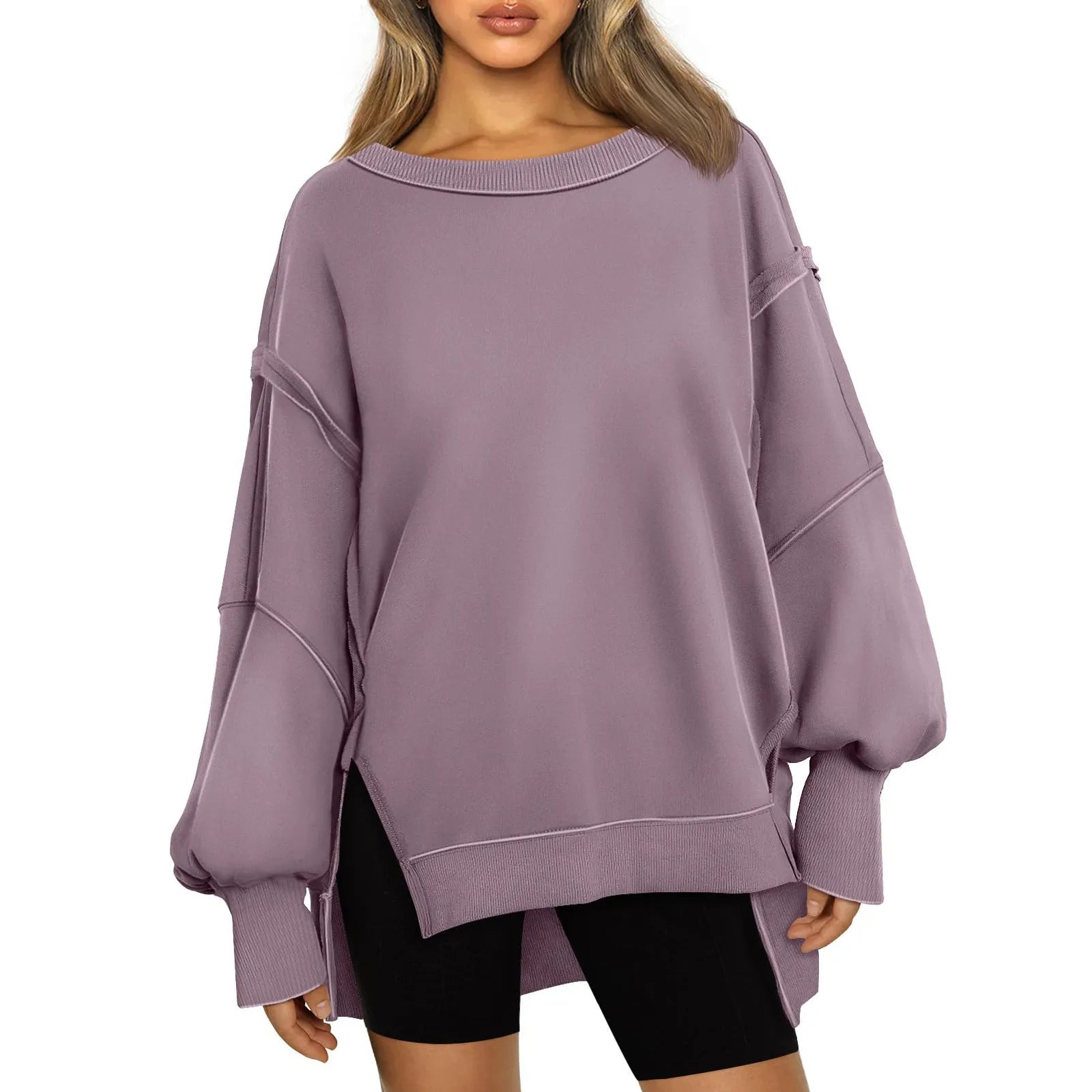 Fall Sweatshirt Drop Shoulder Cut-Out Pullover Pullovers | Chuzko.com