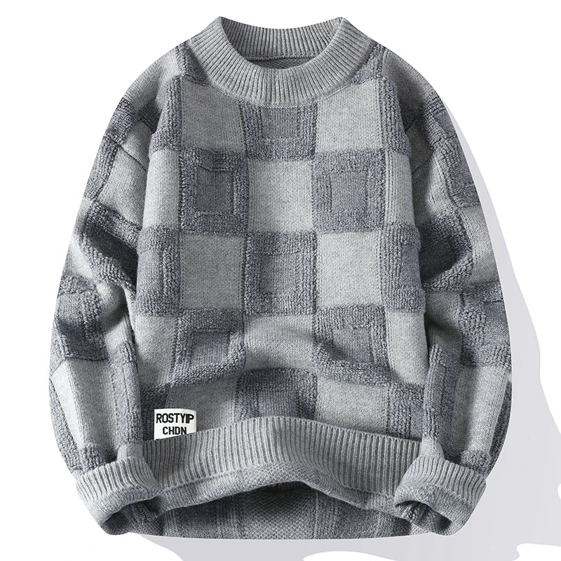 Urban Lattice Jumper Checkered Knit Men's Sweater mens sweaters | Chuzko.com