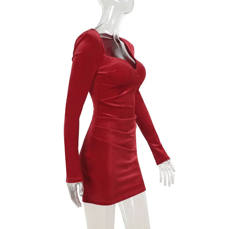 Velvet Ruched Evening Velour Party Dress Party Dresses | Chuzko.com