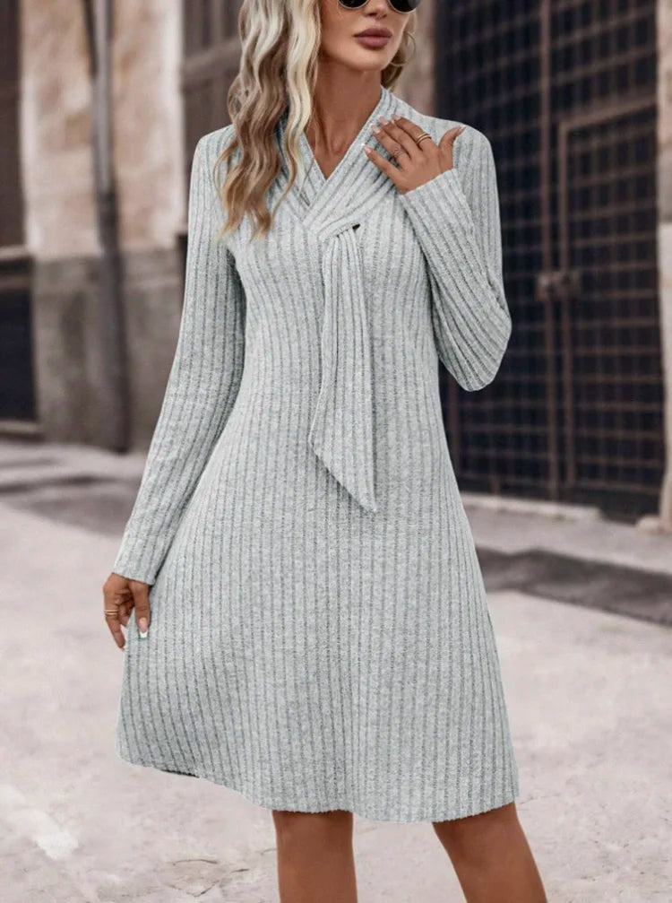 Ribbed Shawl Collar Fall Knit Dress Knit Dresses | Chuzko.com