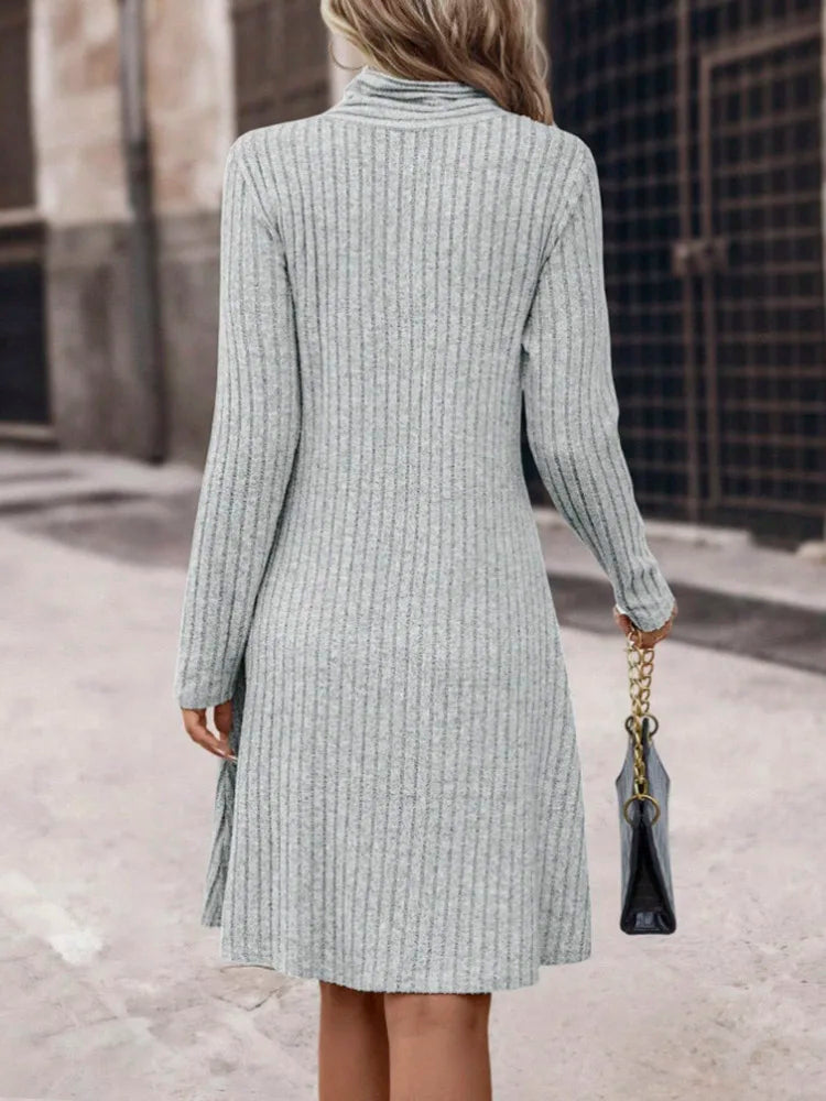 Ribbed Shawl Collar Fall Knit Dress Knit Dresses | Chuzko.com