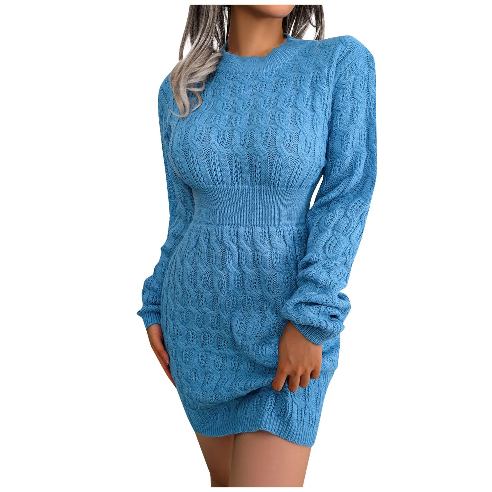 Cable Knit Winter Sweater Dress	