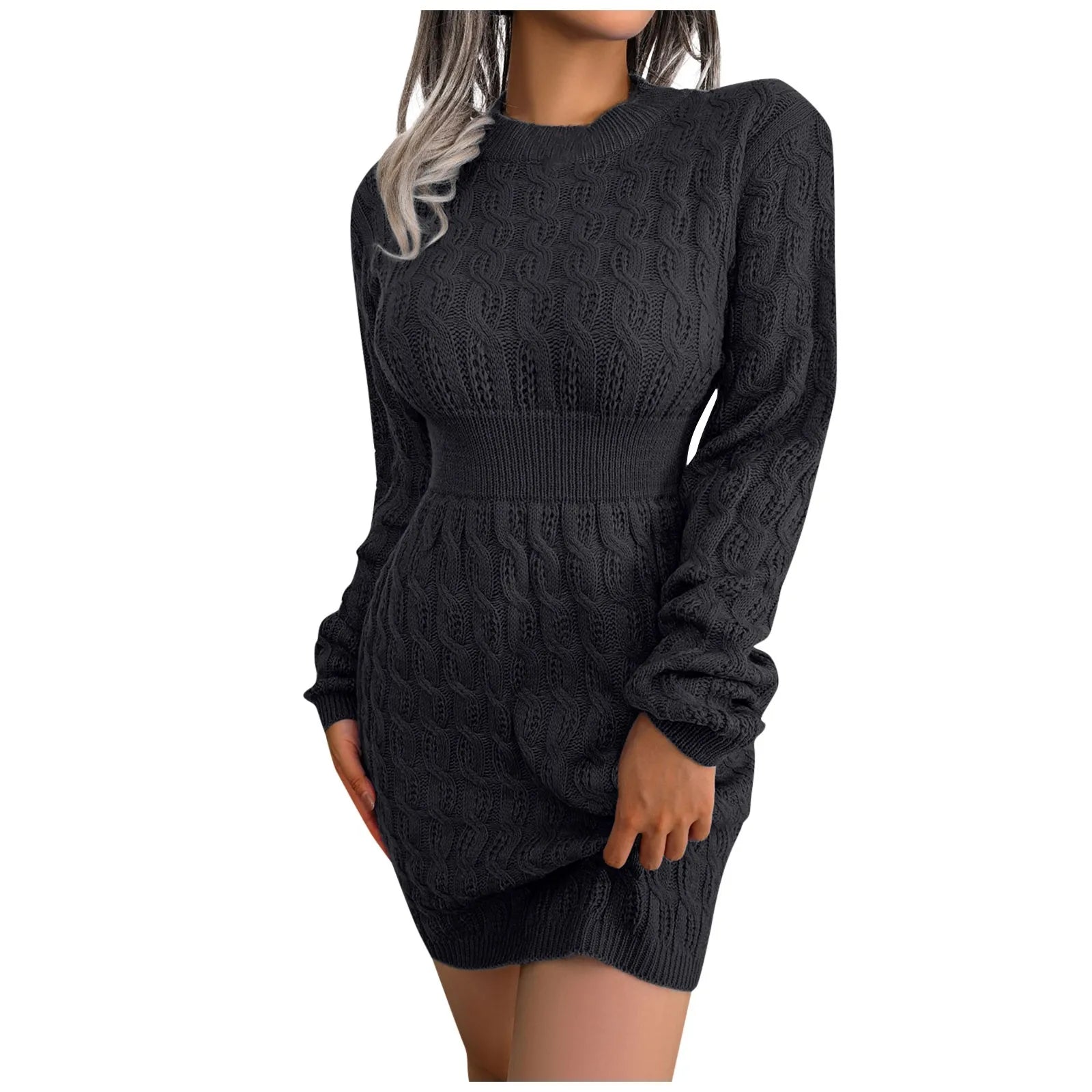 Cable Knit Winter Sweater Dress Sweater Dresses | Chuzko.com