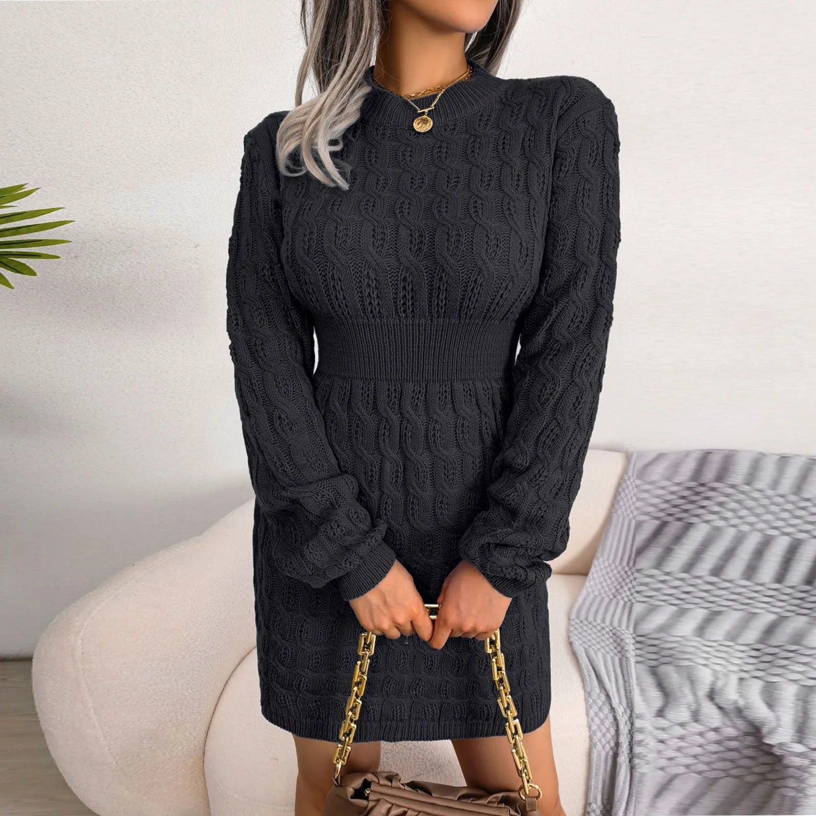 Cable Knit Winter Sweater Dress Sweater Dresses | Chuzko.com