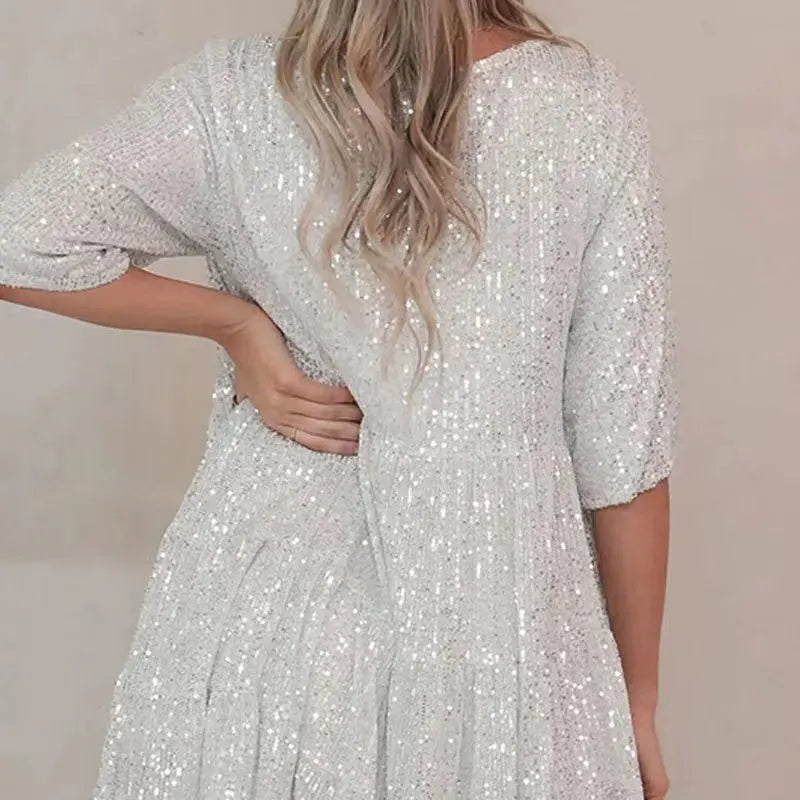 Holiday Sparkle Festive Sequined Dress Party Dresses | Chuzko.com