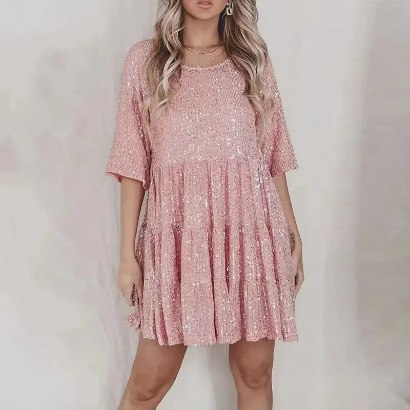 Holiday Sparkle Festive Sequined Dress Party Dresses | Chuzko.com