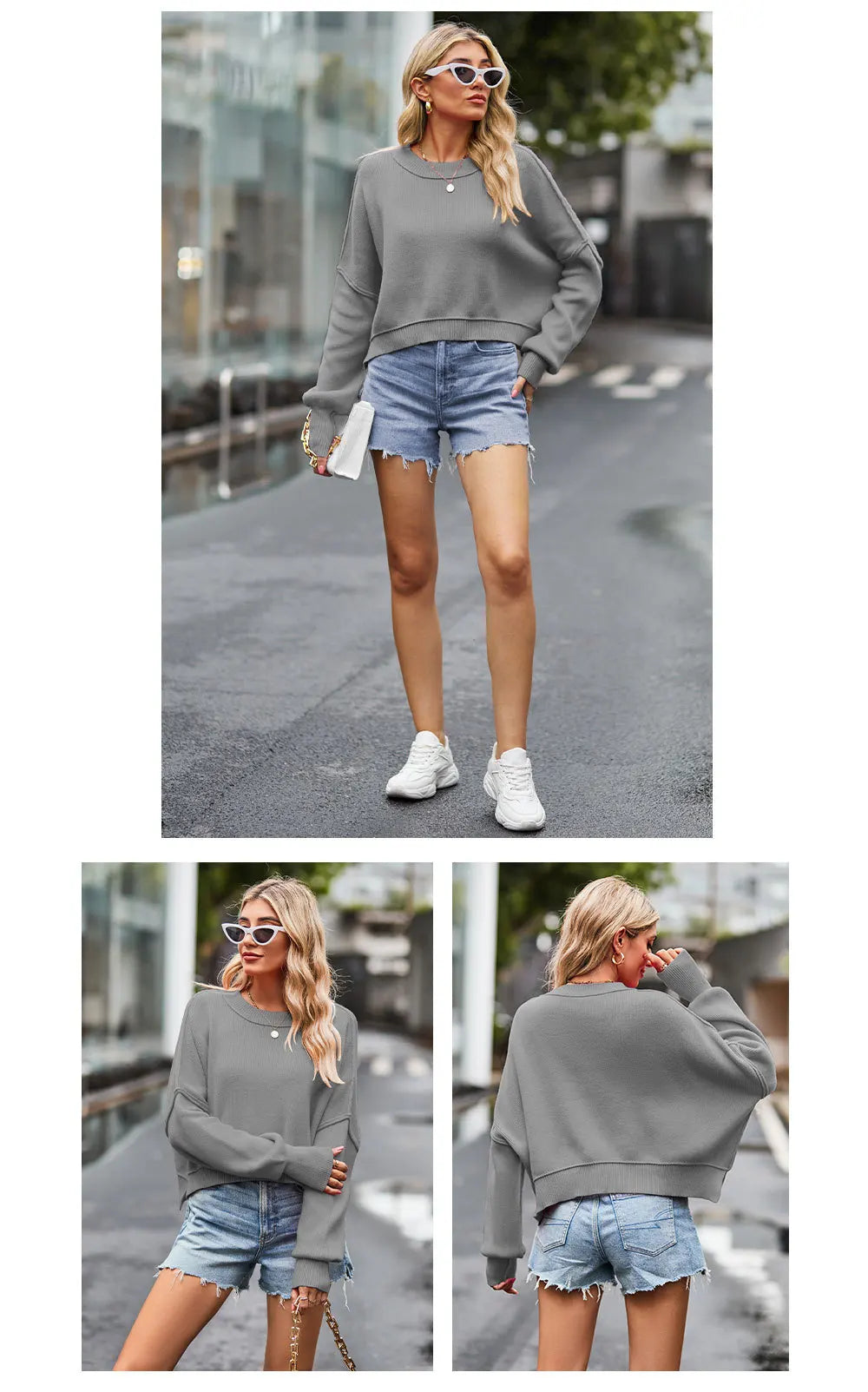 Oversized Trendy Women's Knit Top Sweater Women Sweaters | Chuzko.com