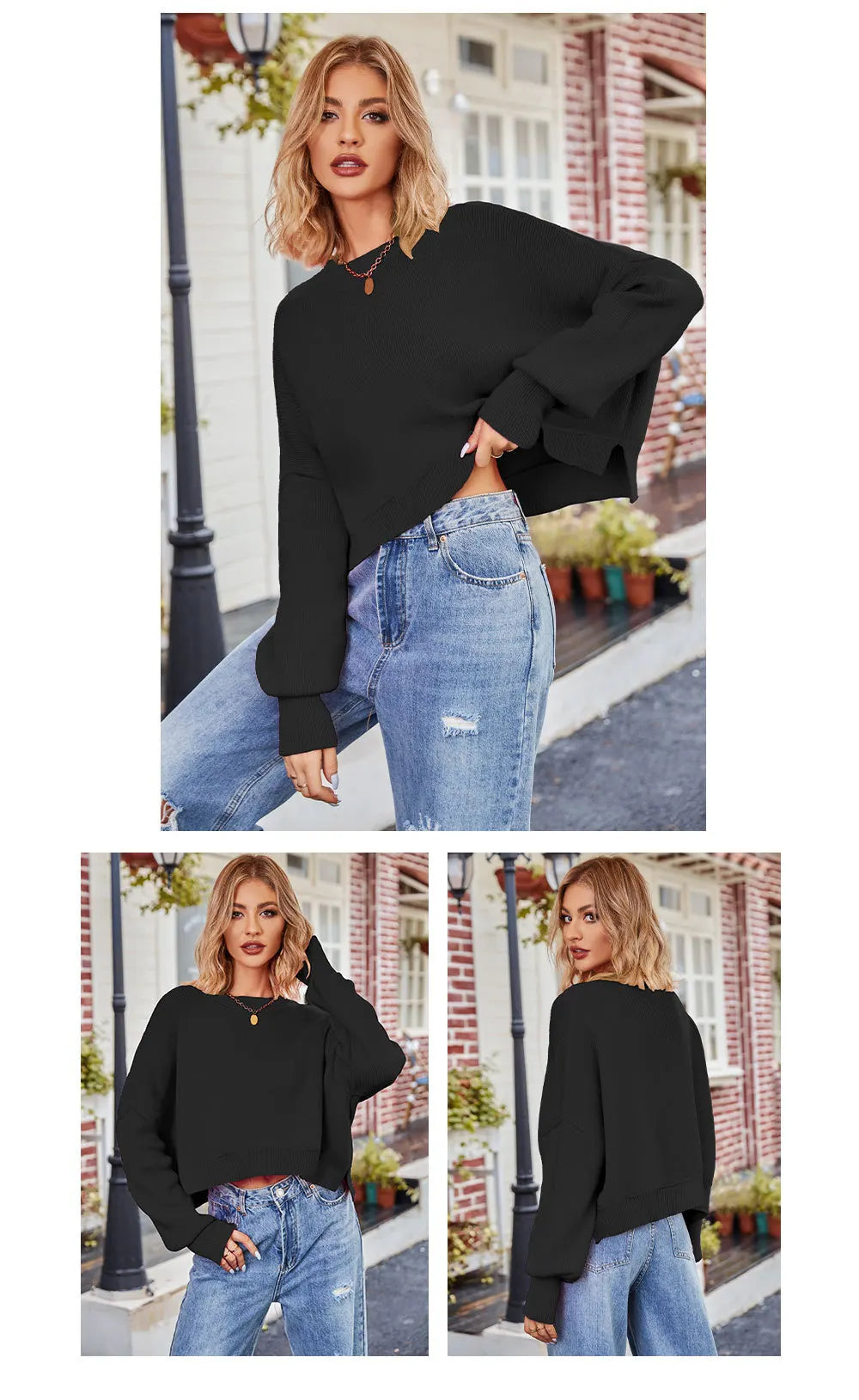 Oversized Trendy Women's Knit Top Sweater Women Sweaters | Chuzko.com