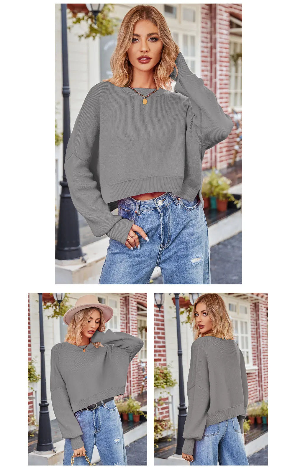 Oversized Trendy Women's Knit Top Sweater Women Sweaters | Chuzko.com