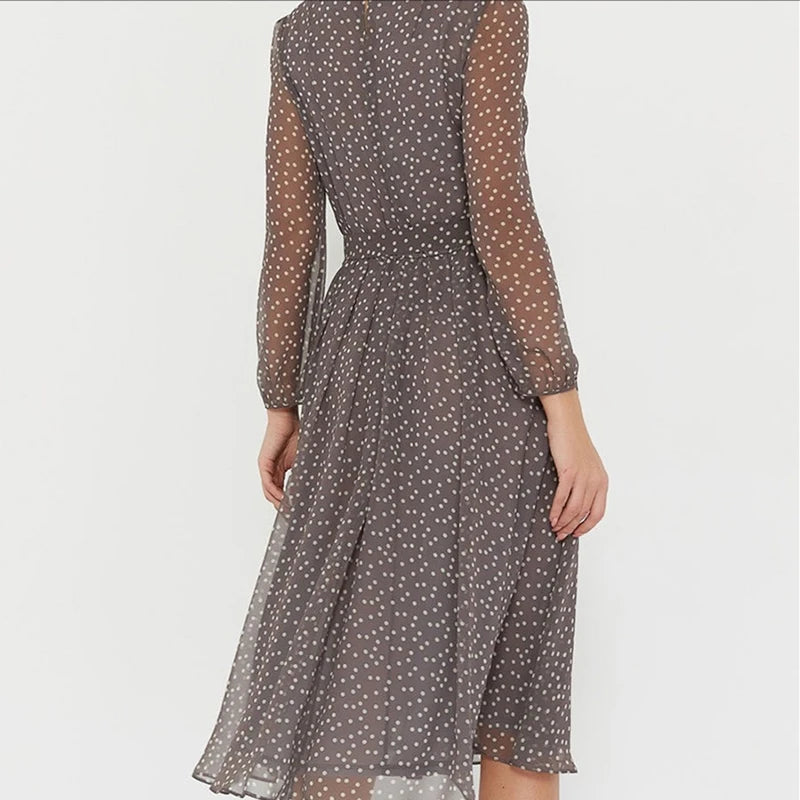 Timeless Polka Dot Midi Dress with Belt Cocktail Dresses | Chuzko.com