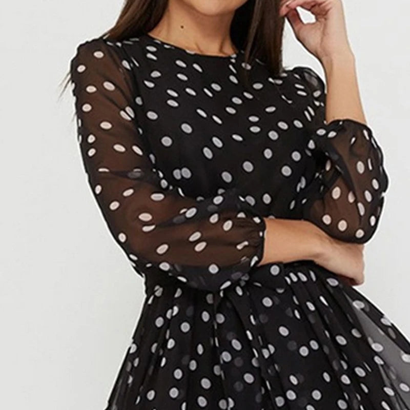 Timeless Polka Dot Midi Dress with Belt Cocktail Dresses | Chuzko.com