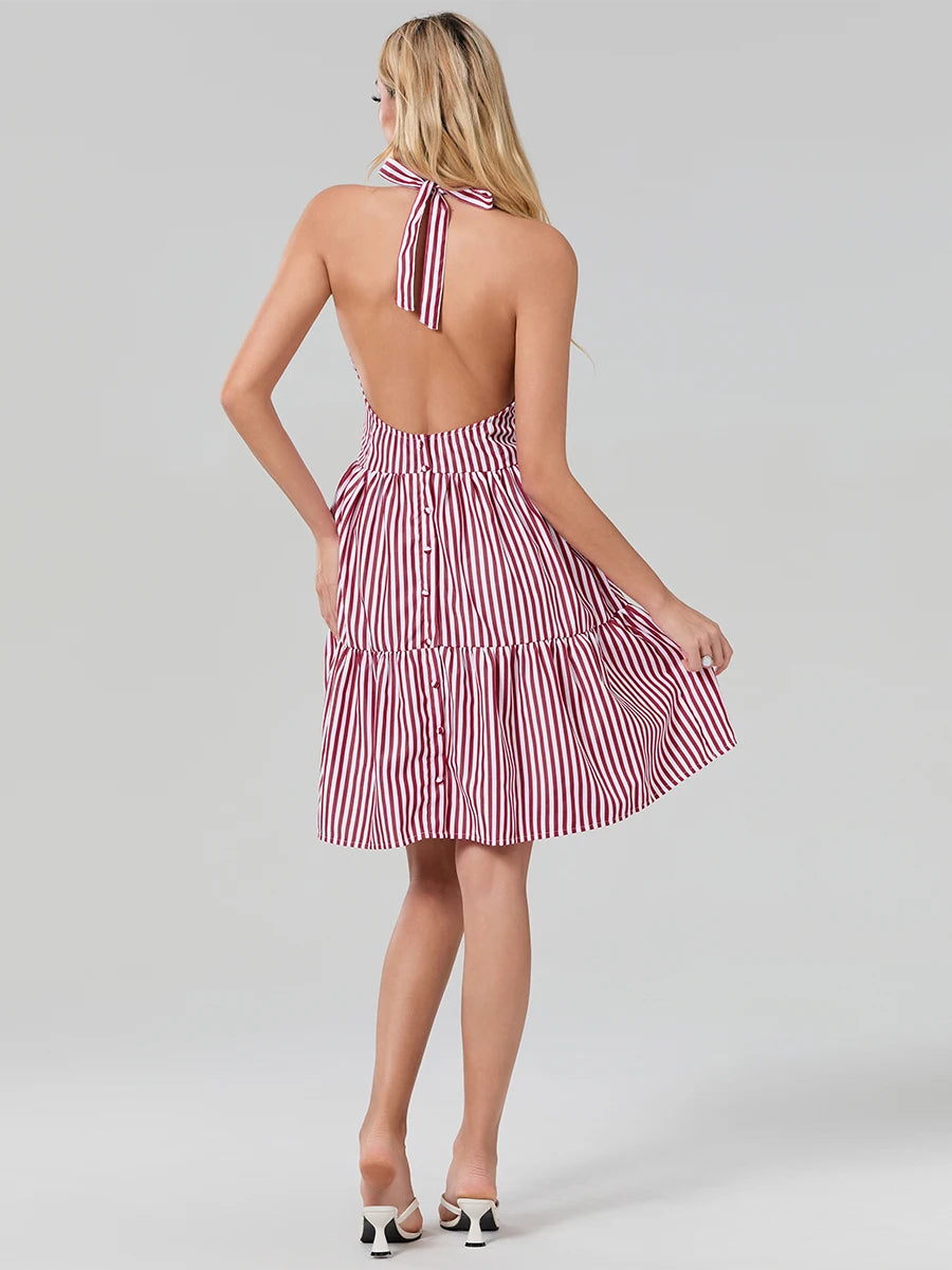 Breeze Through in Style with Our Backless Halter Mini Dress Mini | Chuzko.com