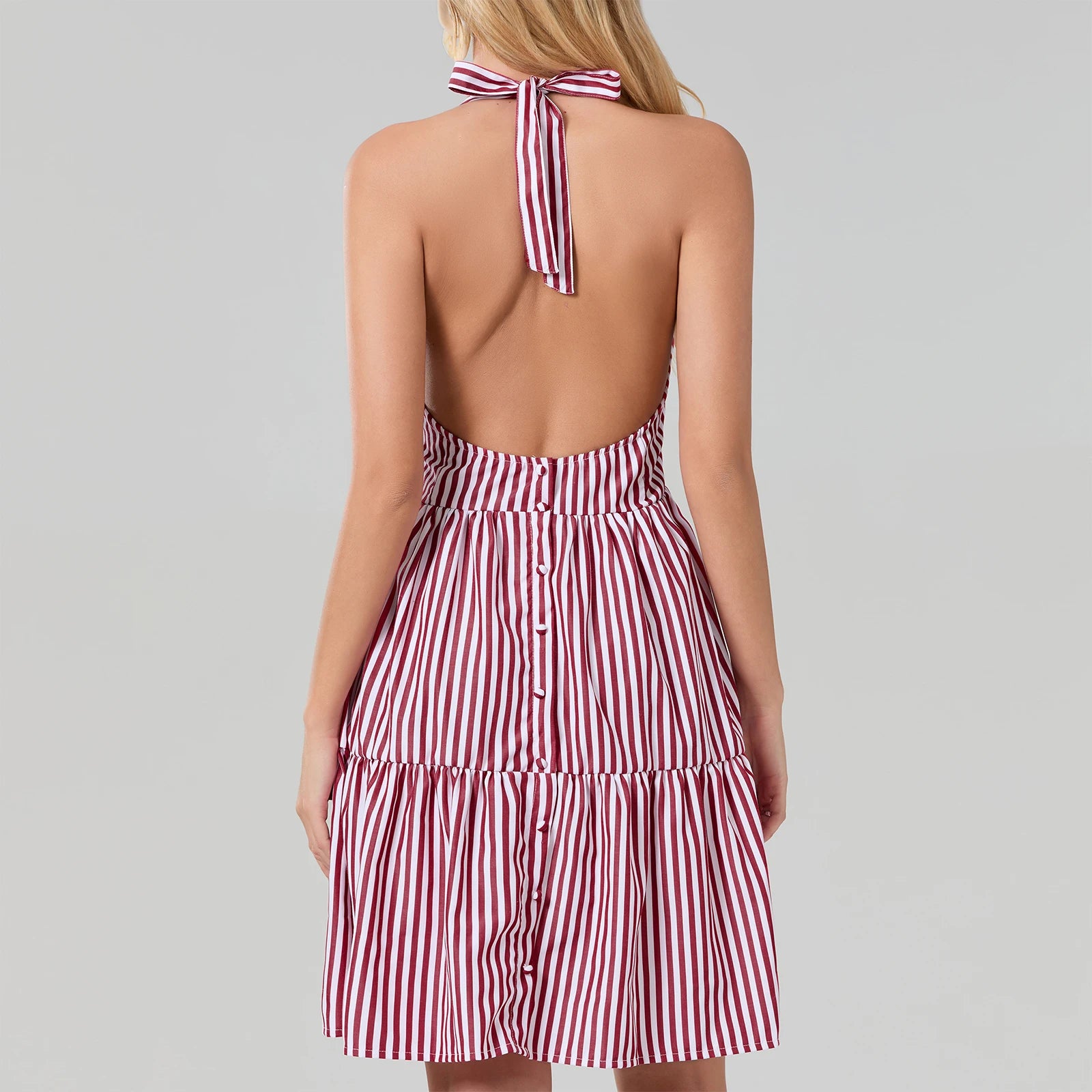 Breeze Through in Style with Our Backless Halter Mini Dress Mini | Chuzko.com