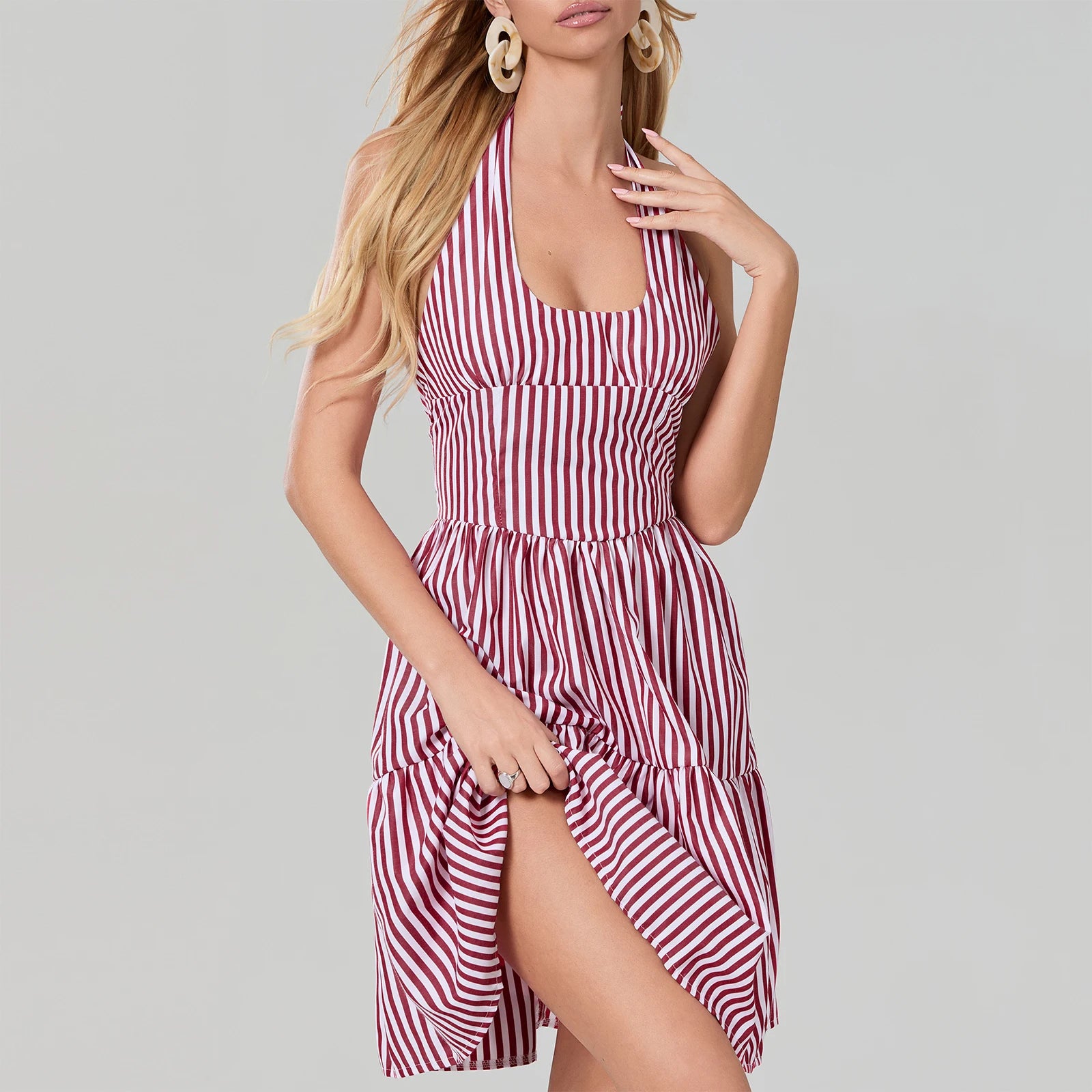 Breeze Through in Style with Our Backless Halter Mini Dress Mini | Chuzko.com