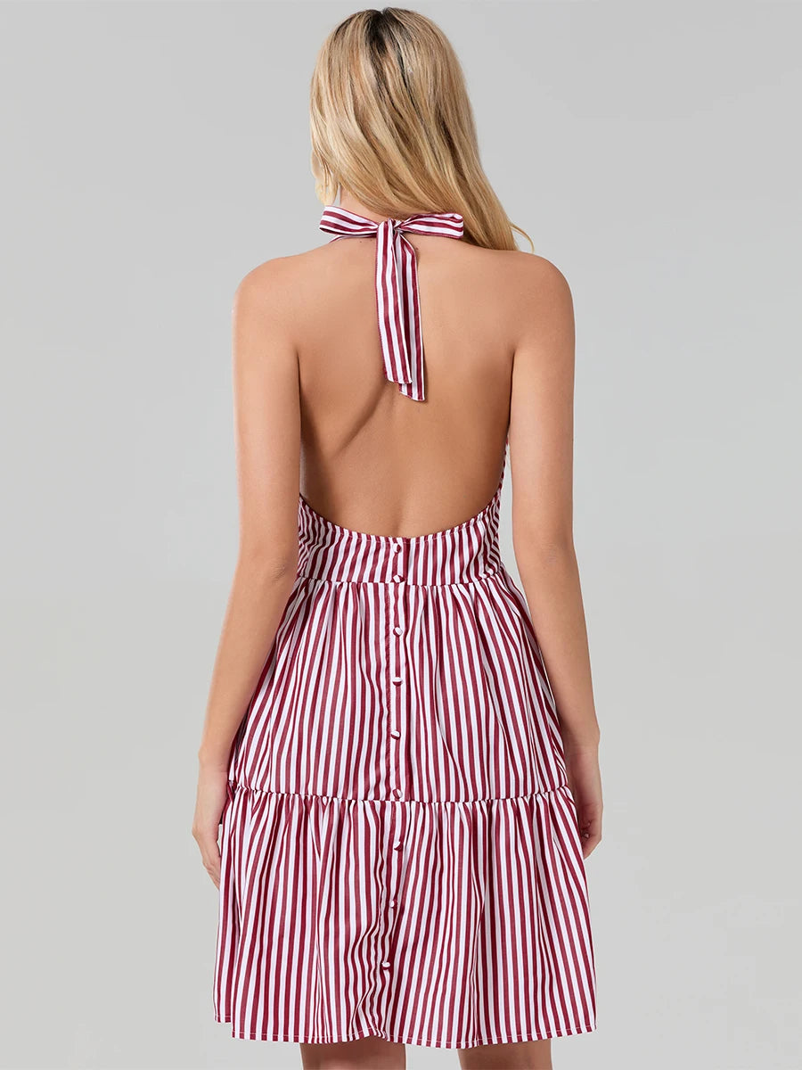 Breeze Through in Style with Our Backless Halter Mini Dress Mini | Chuzko.com