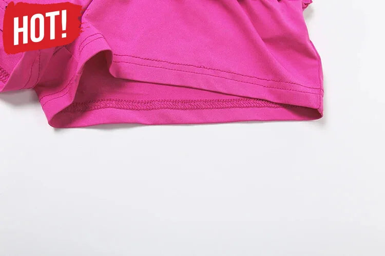 Vibrant Pink Two-Piece Outfit Set Slit Sleeves - Ideal for | Chuzko.com