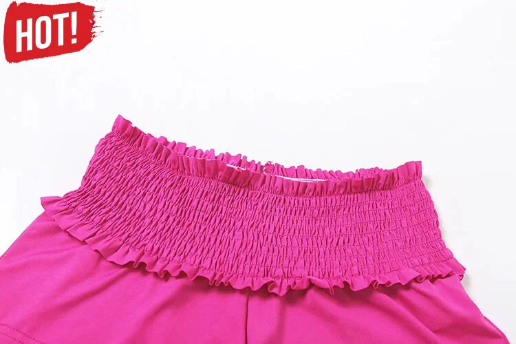 Vibrant Pink Two-Piece Outfit Set Slit Sleeves - Ideal for | Chuzko.com