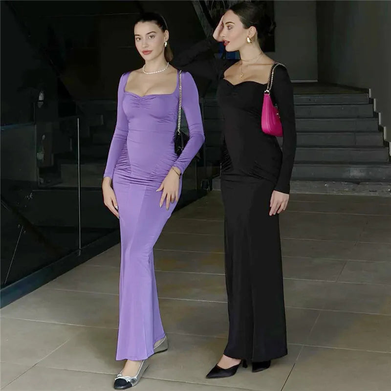 Elegant Square Neck Maxi Dress Maxi Dresses | Chuzko.com