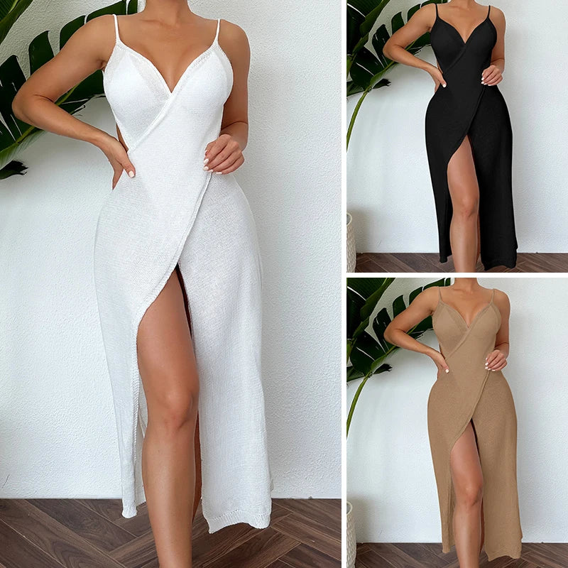 Sexy See-Through Backless Wrap Midi Dress for Summer Midi Dresses | Chuzko.com