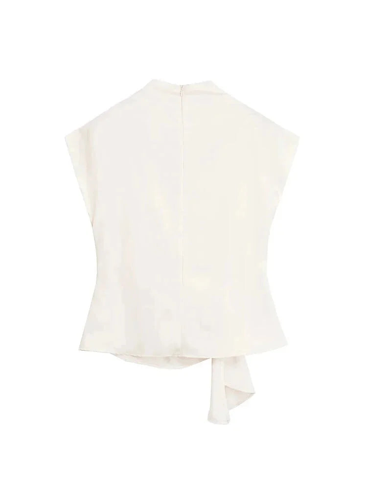 Bow-Tie Mock Neck Blouse Blouses | Chuzko.com