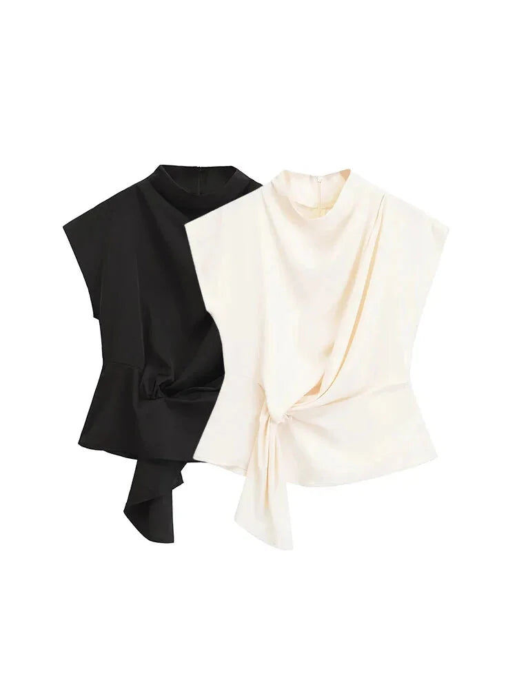 Bow-Tie Mock Neck Blouse Blouses | Chuzko.com