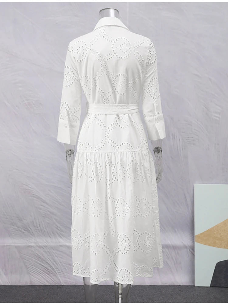 Embroidered Cotton Eyelet Belted Shirt Dress Shirt Dresses | Chuzko.com