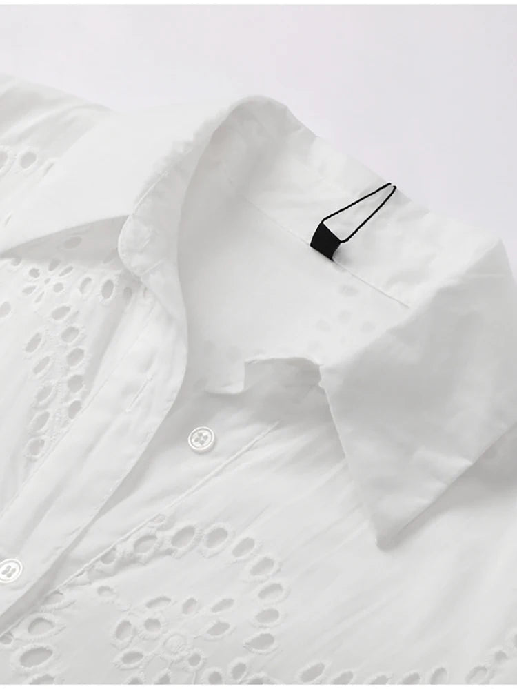 Embroidered Cotton Eyelet Belted Shirt Dress Shirt Dresses | Chuzko.com