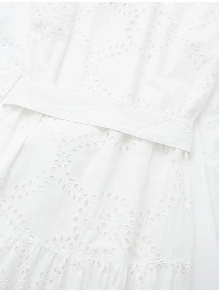 Embroidered Cotton Eyelet Belted Shirt Dress Shirt Dresses | Chuzko.com