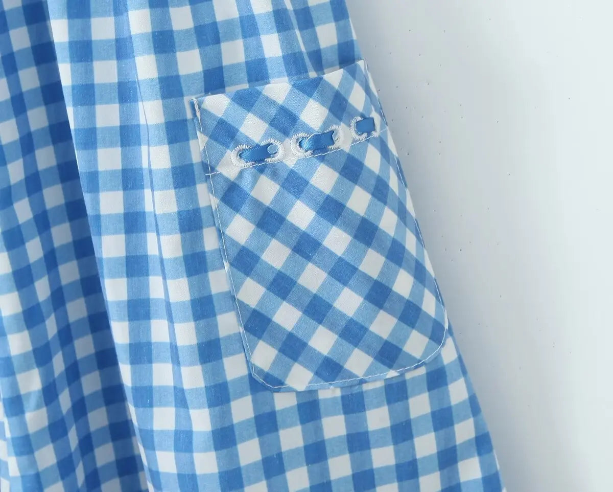 Retro-Chic Gingham Midi Dress Casual Dresses | Chuzko.com