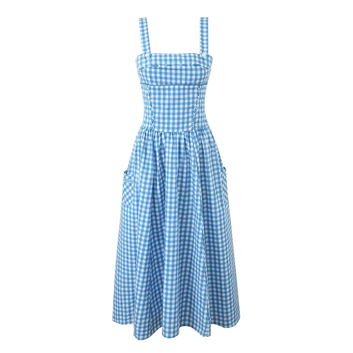 Retro-Chic Gingham Midi Dress Casual Dresses | Chuzko.com