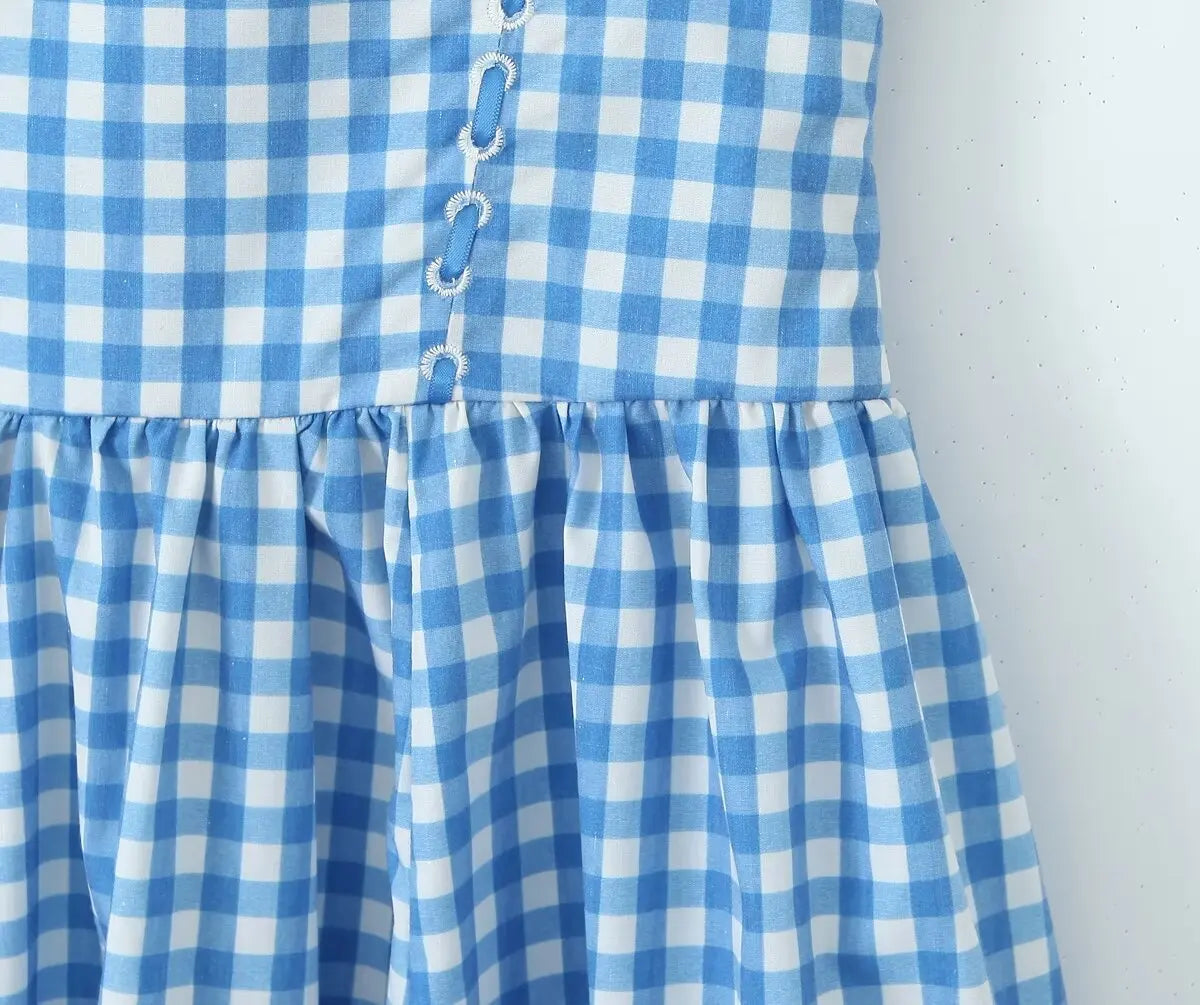 Retro-Chic Gingham Midi Dress Casual Dresses | Chuzko.com