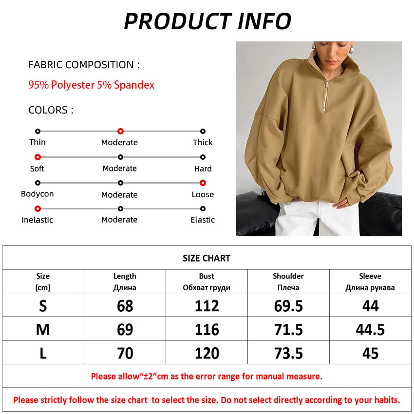 Oversized Half-Zip Sweatshirt Casual Pullover Pullovers | Chuzko.com