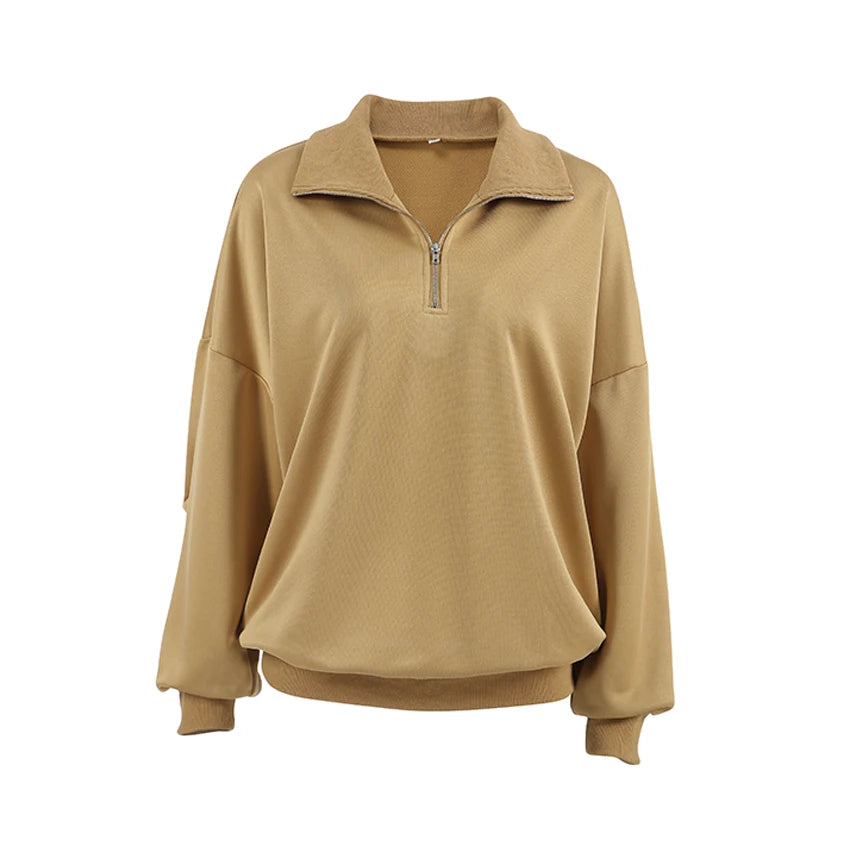 Oversized Half-Zip Sweatshirt Casual Pullover Pullovers | Chuzko.com