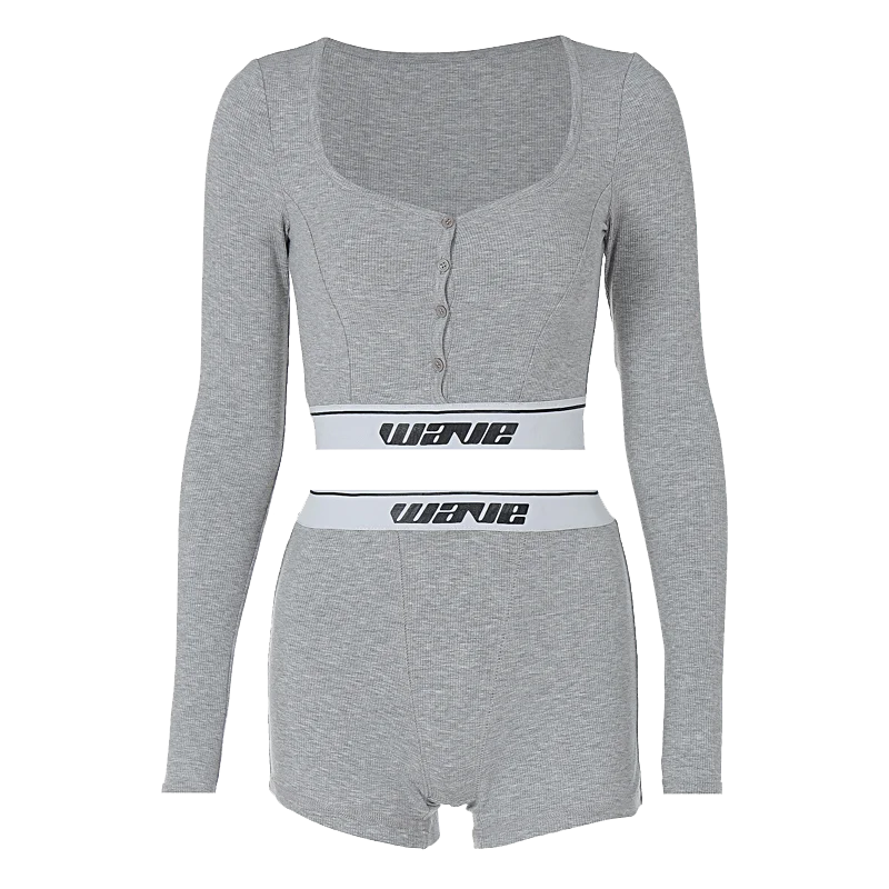 Sporty Fitness Crop Top and Shorts Set for Woman Shorts Sets | Chuzko.com