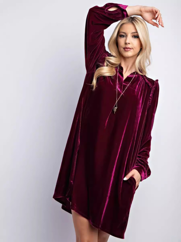 Luxurious Velvet Tunic Dress for Layering This Winter Tunic | Chuzko.com