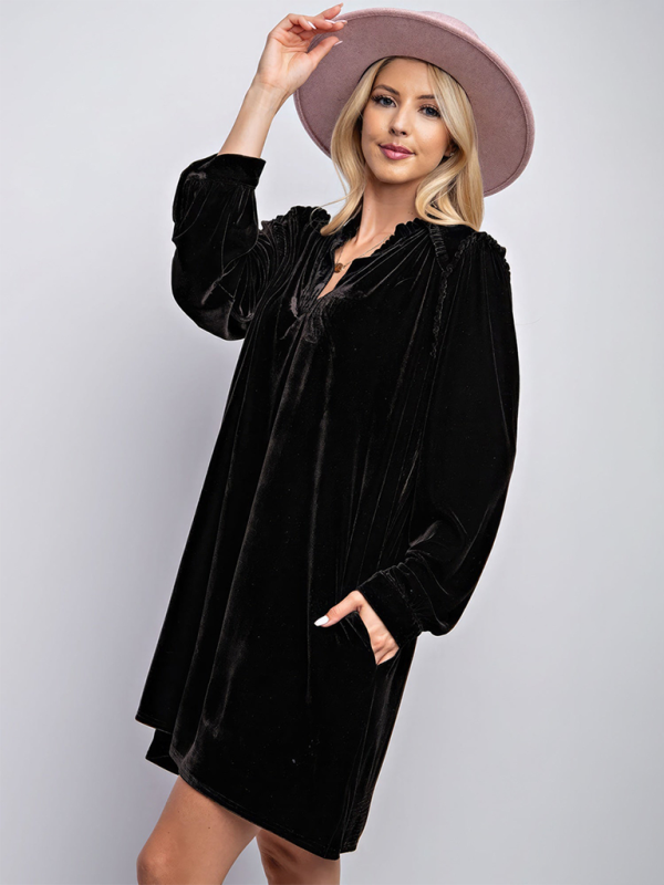 Luxurious Velvet Tunic Dress for Layering This Winter Tunic | Chuzko.com