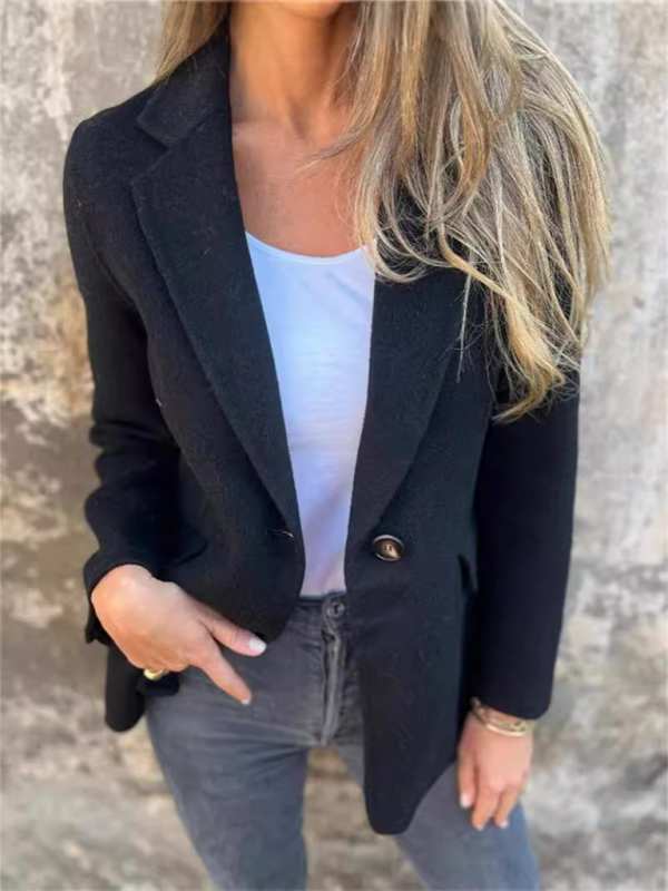 Casual Faux Wool Blazer Single Button Blazers | Chuzko.com