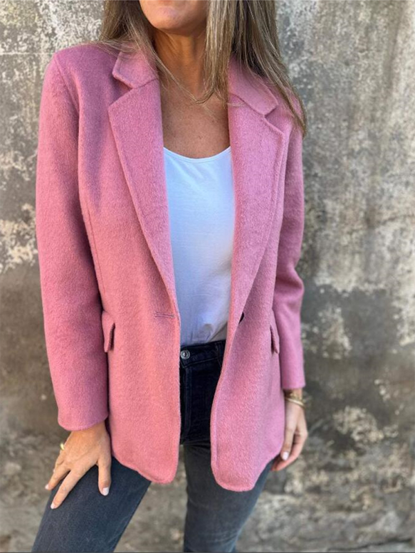 Casual Faux Wool Blazer Single Button Blazers | Chuzko.com