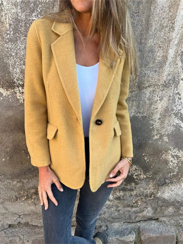 Casual Faux Wool Blazer Single Button Blazers | Chuzko.com