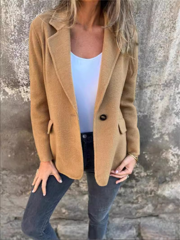 Casual Faux Wool Blazer Single Button Blazers | Chuzko.com