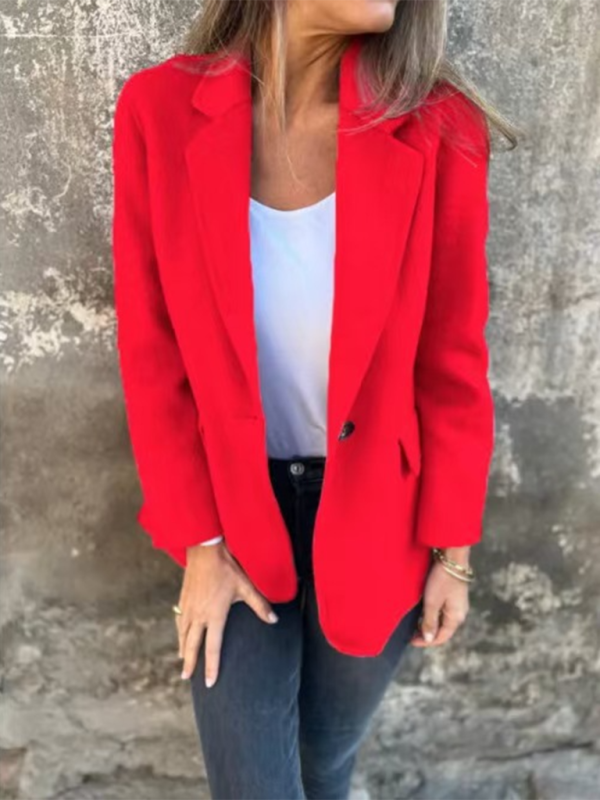 Casual Faux Wool Blazer Single Button	