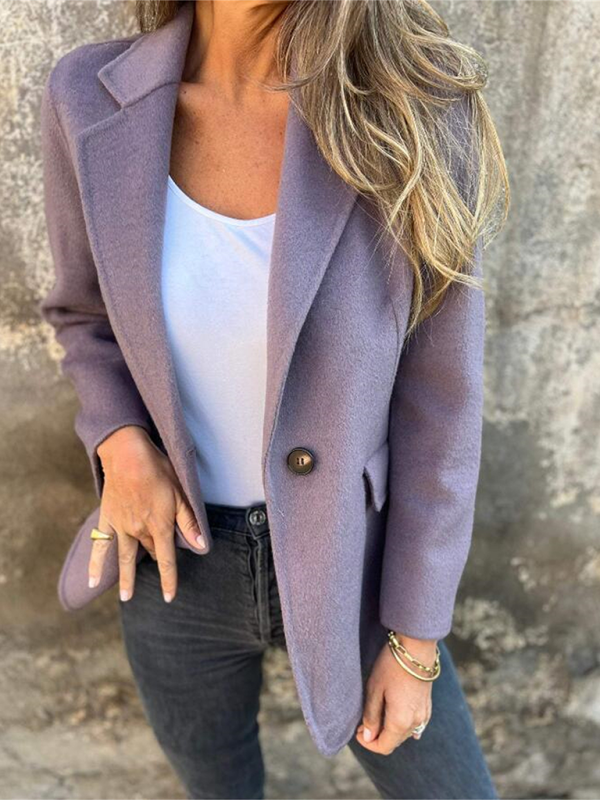 Casual Faux Wool Blazer Single Button Blazers | Chuzko.com