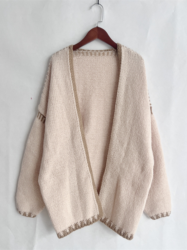 Oversize Cardi with Contrast Stitching For Hazy Lazy Eves | Chuzko.com