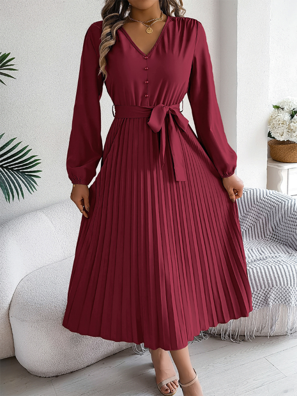 Classic Pleated Midi Dress for All Occasions Cocktail Dresses | Chuzko.com