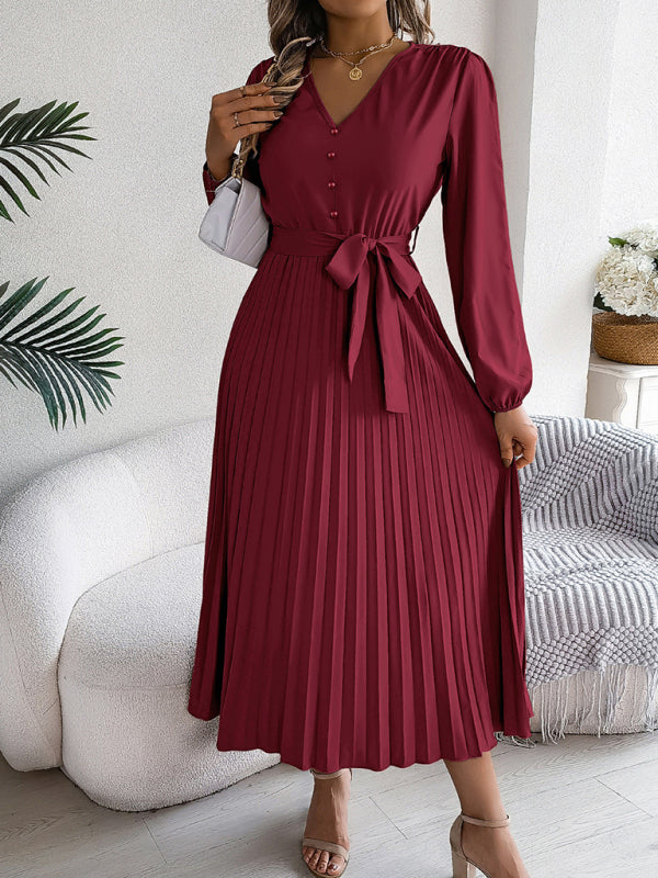 Classic Pleated Midi Dress for All Occasions Cocktail Dresses | Chuzko.com