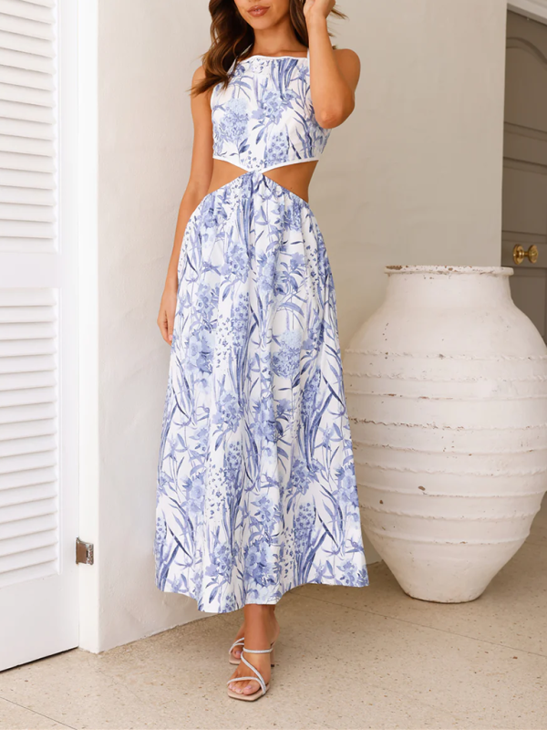 Tropical Blue Cutout Dress for Summer Weddings Cocktail Dresses | Chuzko.com